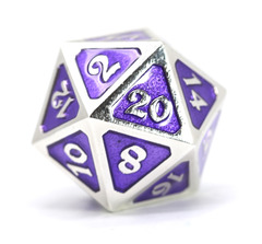 Single d20 - Mythica Platinum Amethyst