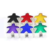 Metal Meeples Shiny Platinum Set of 6