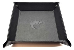 Old School RPG Dice Rolling Tray: Dragon Forged - Square - Black w/ Black Back