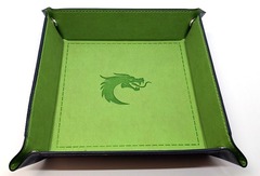 Old School RPG Dice Rolling Tray: Dragon Forged - Square - Green w/ Blue Back