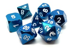 Old School RPG Metal Dice: Halfling Forged - Electric Blue