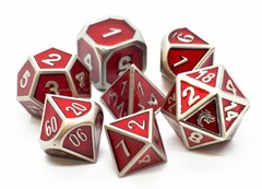 Old School RPG Metal Dice Set: Elven Forged - Metallic Red