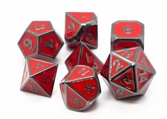 Old School RPG Metal Dice Set: Elven Forged - Red w/ Black Nickel