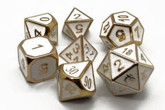 Old School RPG Metal Dice: Elven Forged - White w/ Gold