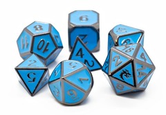 Old School RPG Metal Dice Set: Elven Forged - Teal w/ Black Nickel