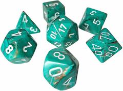 Marble Oxi-Copper with White Polyhedral Dice Set - CHX27403