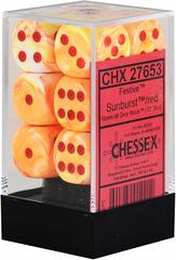 Chessex Dice: 16mm D6 12ct Festive Sunburst Red CHX27653