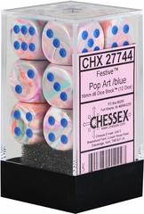 12 Festive Pop-Art w/ Blue 16mm D6 Dice - CHX27744