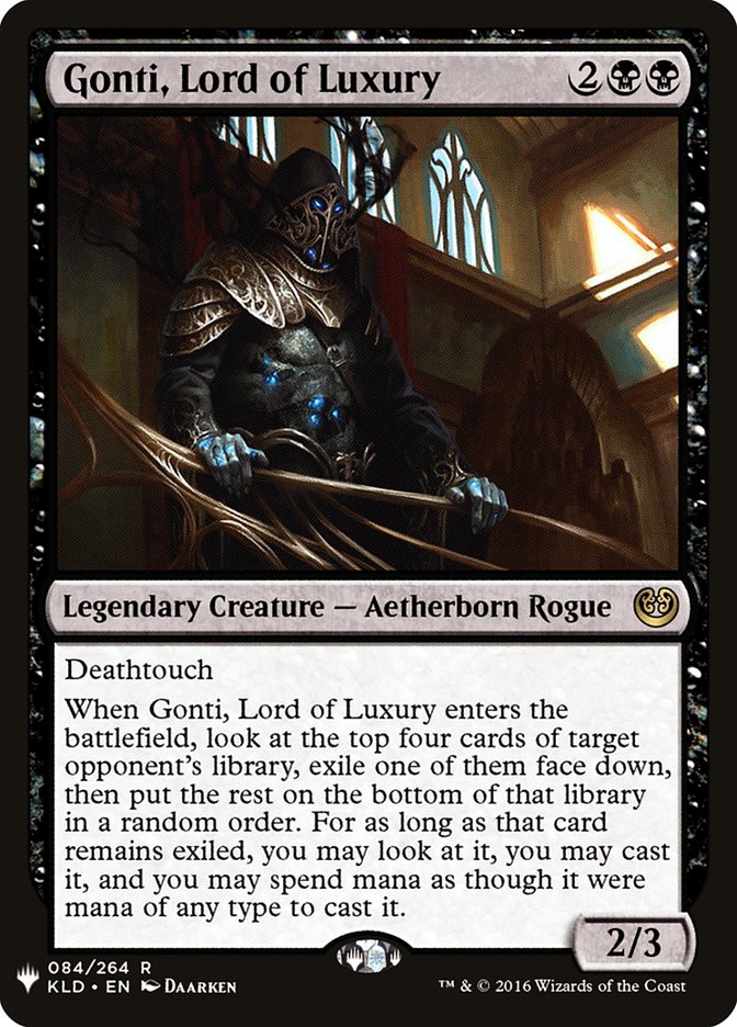 Gonti, Lord of Luxury - The List