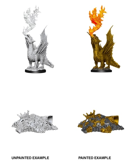 D&D Nolzurs Marvelous Miniatures - Gold Dragon Wyrmling & Small Treasure Pile WZK90028