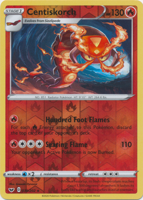 Centiskorch - 039/202 - Rare - Reverse Holo