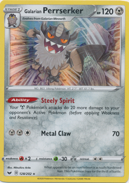 Galarian Perrserker - 128/202 - Holo Rare