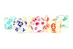 Metallic Dice Games - Unicorn Rainbow Ice 16mm 7 die Poly Dice Set