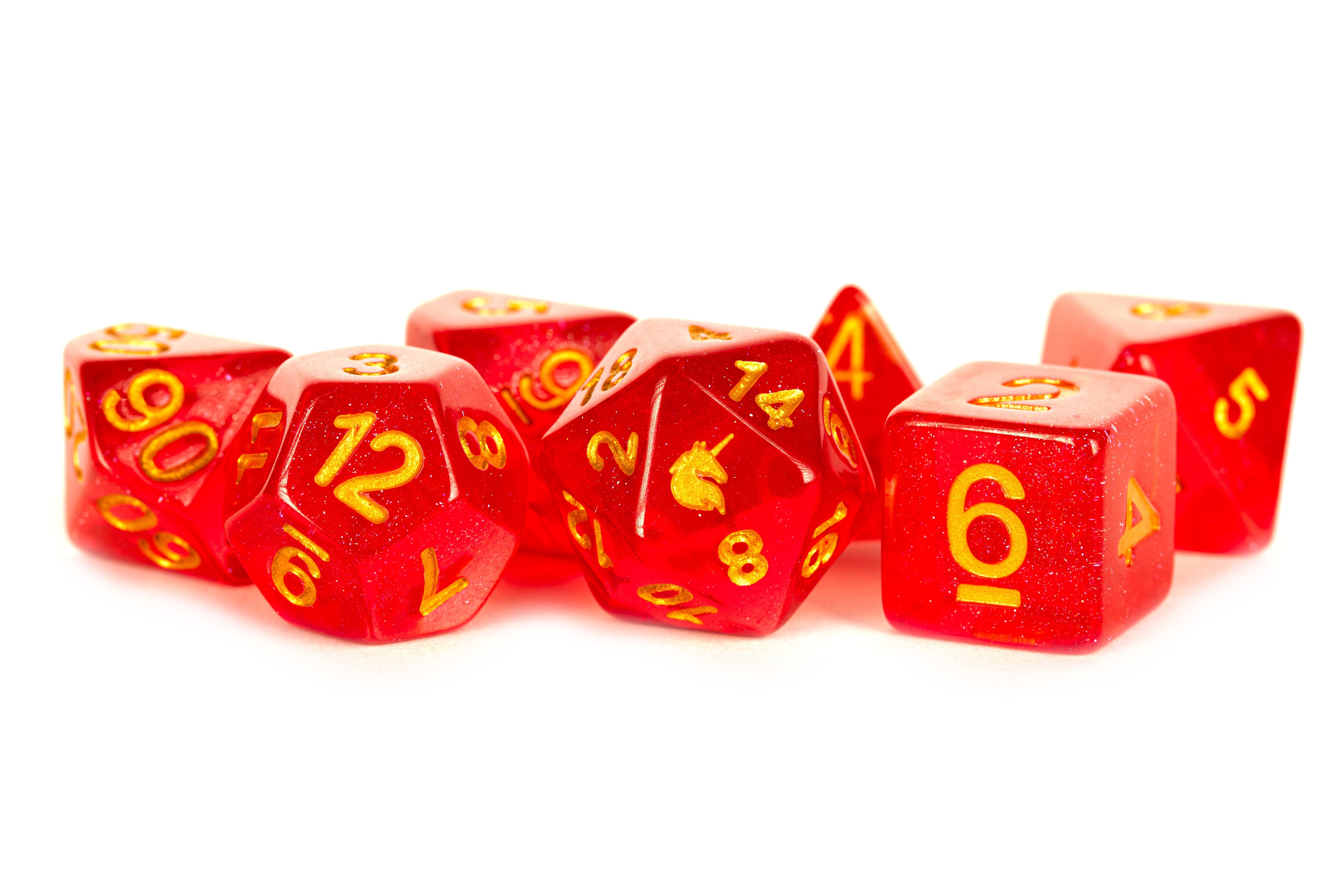 Unicorn Red 16mm Poly Dice Set