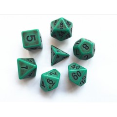 HD Polyhedral 7 Dice Set Green Ancient dice