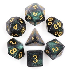 HD Polyhedral 7 Dice Set Emerald Aurora