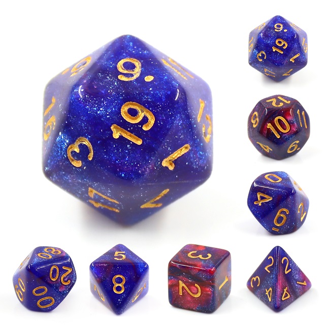 HD Polyhedral 7 Dice Set Rose Galaxy