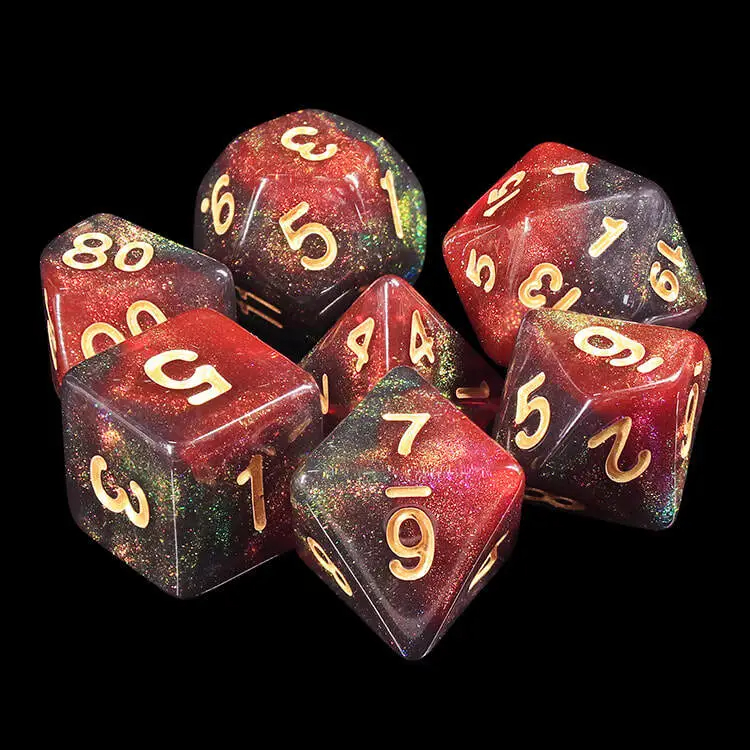 HD Polyhedral 7 Dice Set Midnight Rose