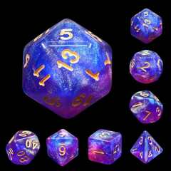 HD Polyhedral 7 Dice Set Blue Enchantress