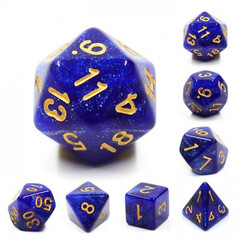 HD Polyhedral 7 Dice Set Blue Galaxy