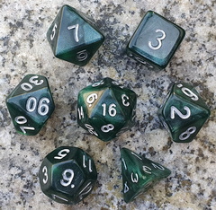 HD Polyhedral 7 Dice Set Dark Forest (Silver Font)