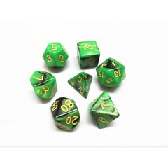 HD Polyhedral 7 Dice Set (Green+Black) Blend color dice