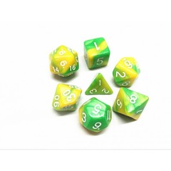 HD Polyhedral 7 Dice Set (Green+yellow) Blend color dice