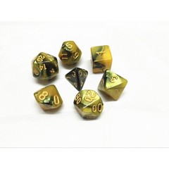 HD Polyhedral 7 Dice Set (Black+yellow) blend color dice