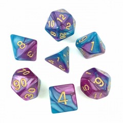 HD Polyhedral 7 Dice Set (Blue+Bright purple) Blend color dice set