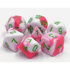 HD Polyhedral 7 Dice Set (Pink+White) Blend color dice set