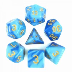 HD Polyhedral 7 Dice Set (Sky blue+Blue) Blend color dice