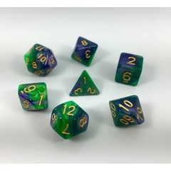 HD Polyhedral 7 Dice Set (Green+purple) Blend color dice