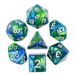 HD Polyhedral 7 Dice Set (Blue+green) Blend color dice