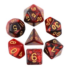 HD Polyhedral 7 Dice Set (Black+Pearl Red) Blend Color Dice