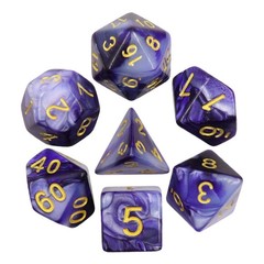 HD Polyhedral 7 Dice Set (Dark Purple+White) Blend color dice