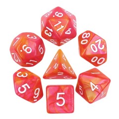 HD Polyhedral 7 Dice Set (Rose Red+Orange) Blend Color Dice