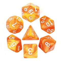 HD Polyhedral 7 Dice Set (Lemon Yellow+Orange) Blend Color