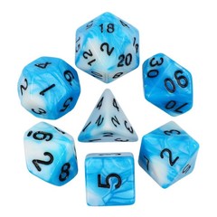 HD Polyhedral 7 Dice Set (Blue+White) Blend Color Dice