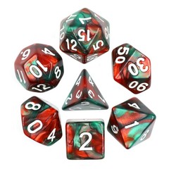 HD Polyhedral 7 Dice Set (Green+Red) Blend Color Dice