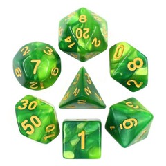 HD Polyhedral 7 Dice Set Green Color Blend Dice