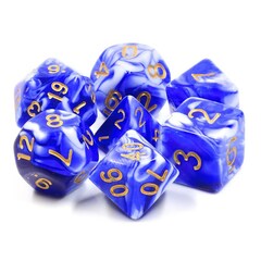 HD Polyhedral 7 Dice Set Blue Porcelain