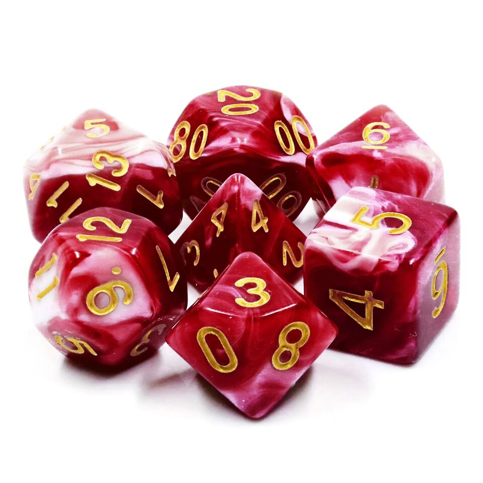 HD Polyhedral 7 Dice Set Cherry Cream