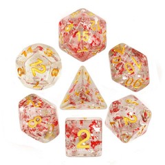 HD Polyhedral 7 Dice Set Red Flakes