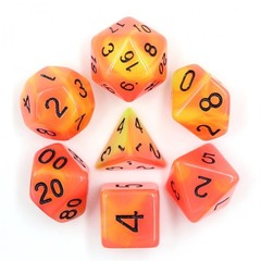 HD Polyhedral 7 Dice Set (Orange+Red) Glow in the dark dice