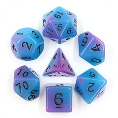 HD Polyhedral 7 Dice Set (Blue+Purple) Glow in the dark dice