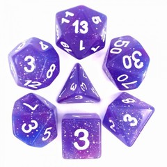 HD Polyhedral 7 Dice Set (Blue + Purple) Galaxy dice set