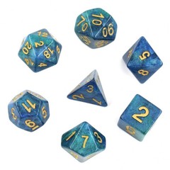 HD Polyhedral 7 Dice Set (Blue+Green) Galaxy dice set