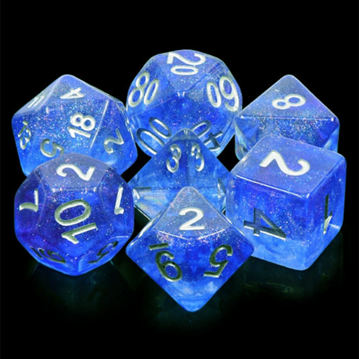 HD Polyhedral 7 Dice Set Blue Veil