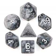 HD Polyhedral 7 Dice Set Snowy Crystal