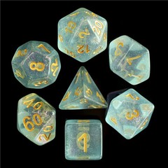 HD Polyhedral 7 Dice Set Blue Iridecent Dice